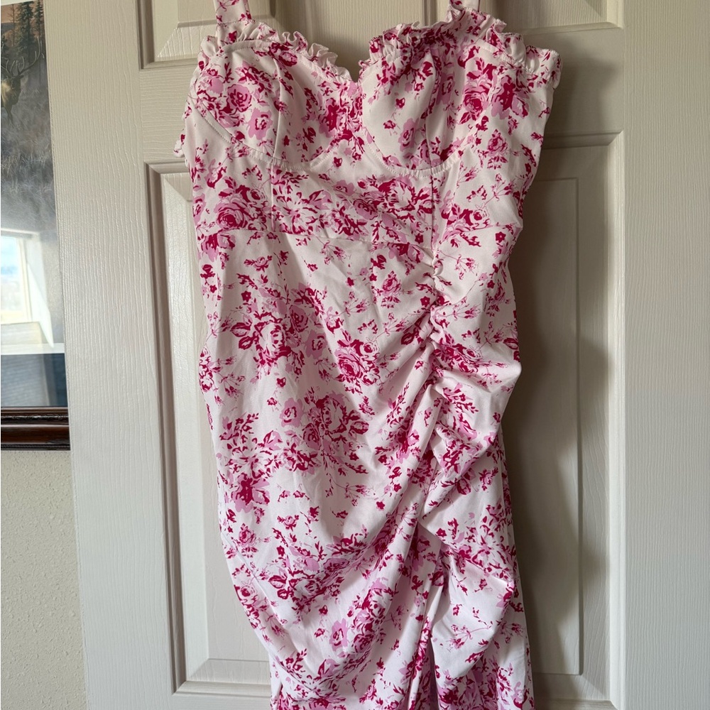 Floral Pink and White Dress